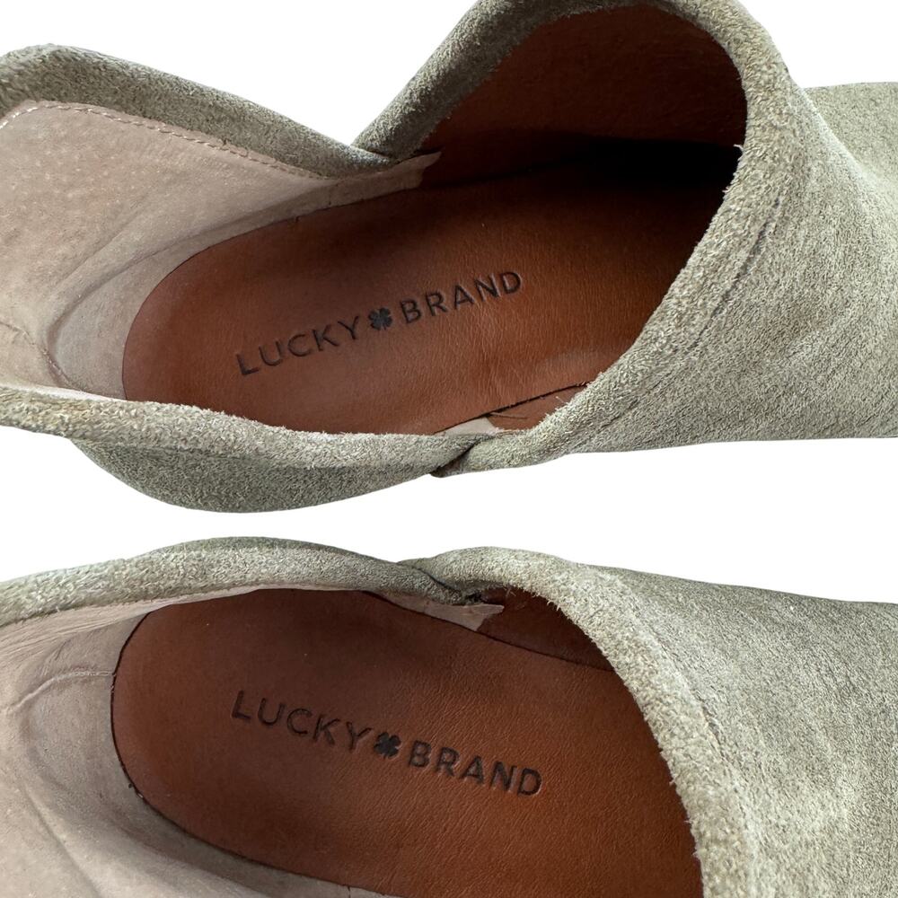 Lucky Brand Baley Suede Perforated Cut Out Sides Block Heel Booties Women's 8.5 - Picture 8 of 9
